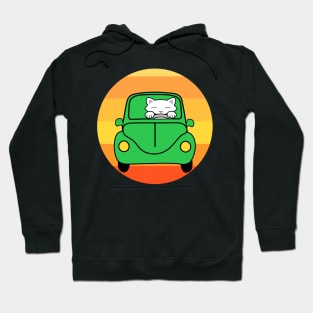 Cat driving a green car Hoodie